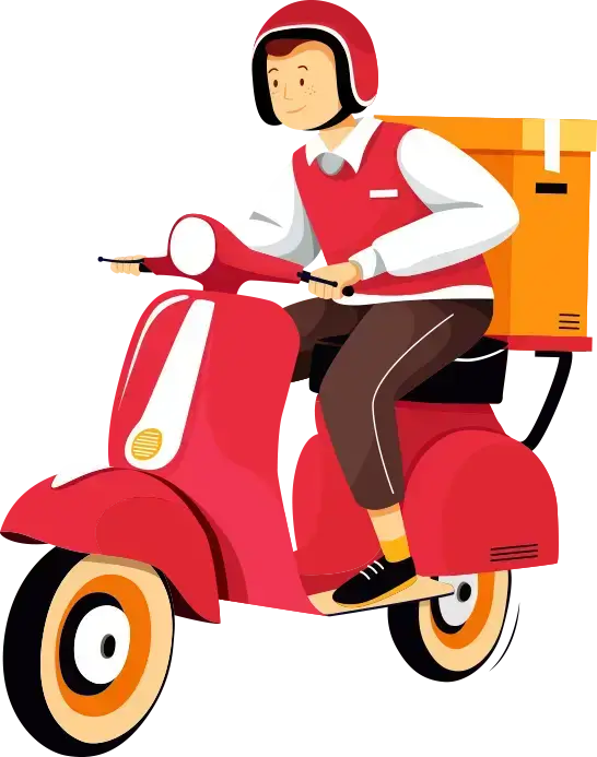 Ilustração de um homem numa moto